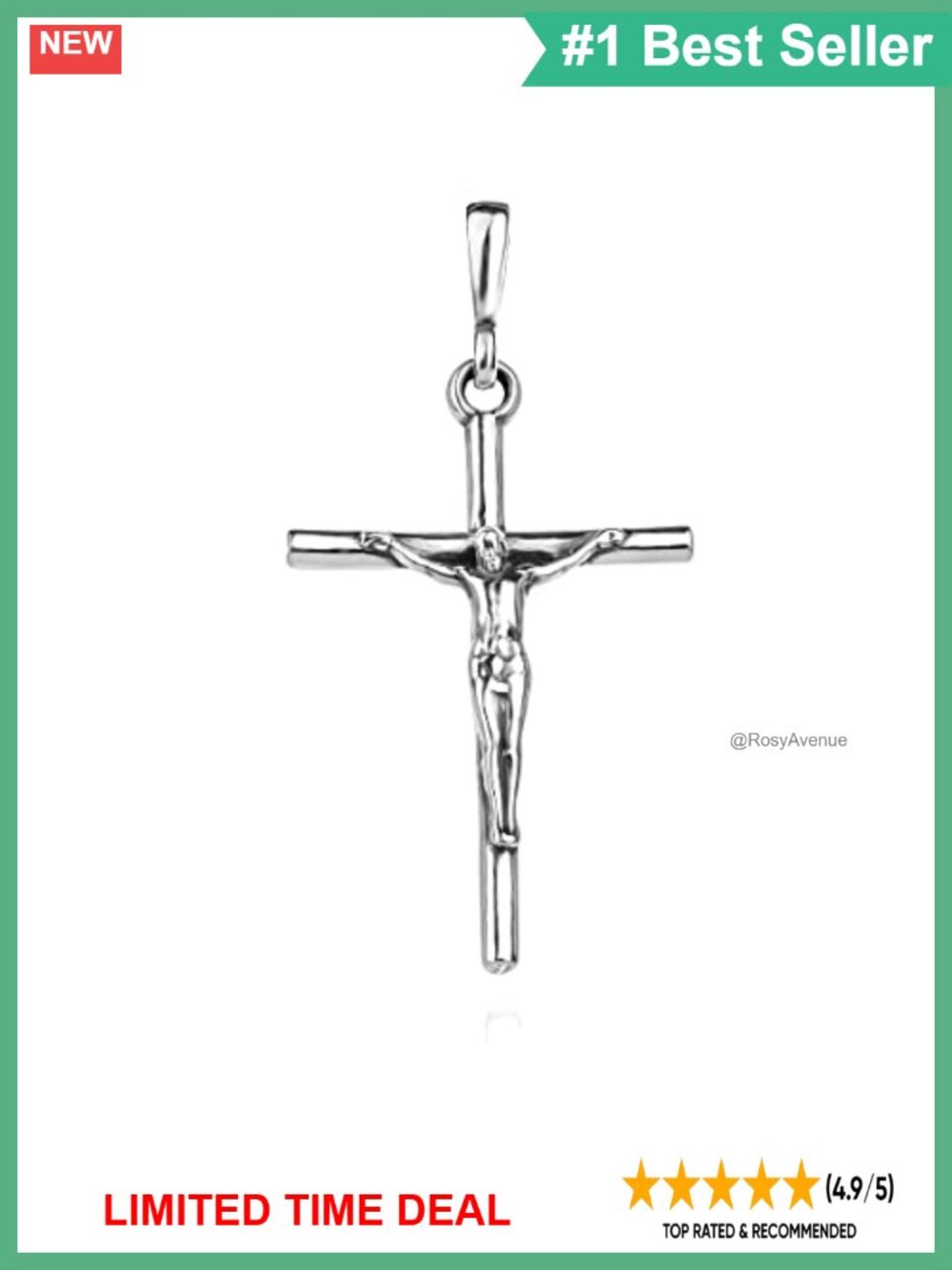 Sterling Silver 925 Crucifix Jesus Christ Pendant Unisex Religious